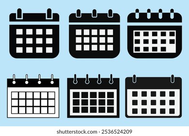 Ícone Calendário. Silhueta de Ícones do Calendário. Tabela de tempo. Calendário Anual. Calendários da Mesa.