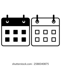 calendar icon, simple flat style, illustration, logo sign symbol pictogram template, for ui or ux isolated on white for mobile app, editable