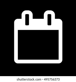 Calendar icon. Simple logo of calendar isolated on black background. Flat vector illustration.