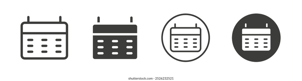 Ícone Calendário Simples contorno do logotipo do vetor