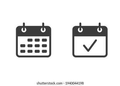 Calendar icon. Simple solid style. Date, planner, pictogram, day, month, schedule, time event organizer symbol concept. Vector illustration isolated on white background. EPS 10.