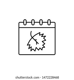 Calendar icon. Simple thin line, outline vector of autumn icons for ui and ux, website or mobile application