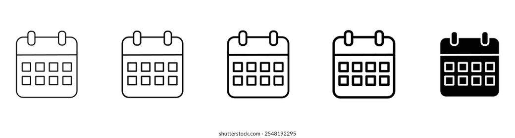 calendar icon Simple thin line logo set