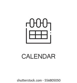 Calendar icon. Single high quality outline symbol for web design or mobile app. Thin line sign for design logo. Black outline pictogram on white background