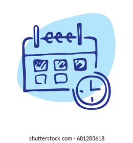 Calendar icon. Sketch web icon. Vector illustration.