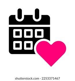 calendar icon solid black pink style valentine vector illustration perfect. Icon sign from modern collection for web. Nice design perfect.