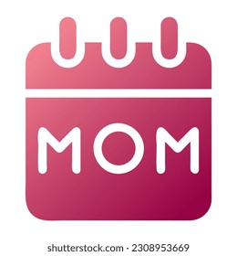 calendar icon solid gradient red colour mother day illustration vector element and symbol perfect.