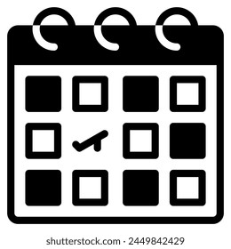 calendar icon solid line style, suitable for web and mobile app.