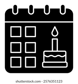 Calendar icon solid style transparent