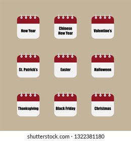 calendar icon with special holidays vector illustration image