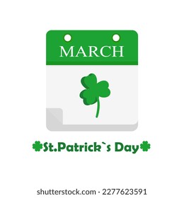 calendar icon, St. Patrick's Day on a white background, vector illustration