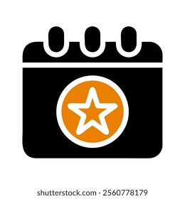 Calendar icon with star. Concept of special event, important date, and celebration.