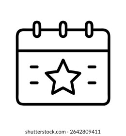 Calendar icon star important date reminder event