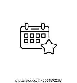 Ícone De Calendário Com Forma De Estrela Simbolizando Eventos Importantes Ou Compromissos Agendados
