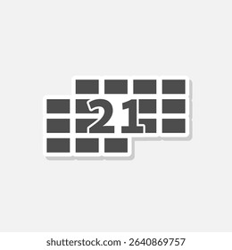 Calendar icon sticker isolated on gray background