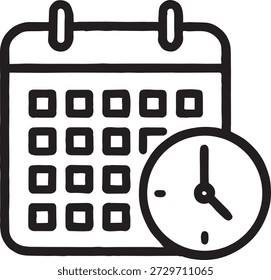 Ícone de calendário com design de vetor de cronômetro