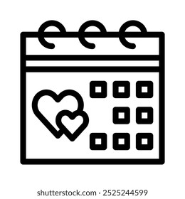 calendar icon with style outline
