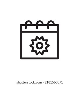 calendar icon, summer, minimal lines, black lines on a white background. EPS 10
