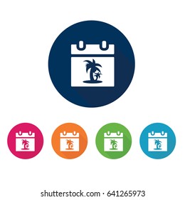 Calendar icon for summertime. Web vector illustration.