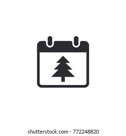 Calendar icon. Calendar symbol. Christmas tree. Christmas calendar. Tear-off calendar. Christmas holiday.