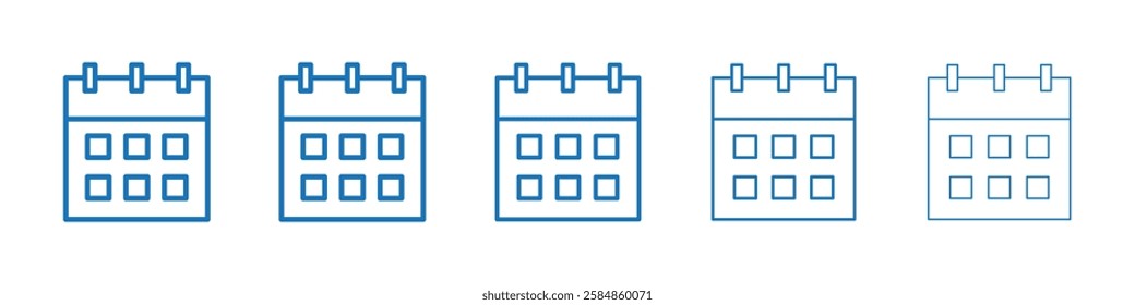 Calendar icon Symbol collection thin outline set