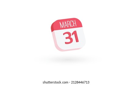 Calendar icon, Symbol graph or chart icon, Red and white color with March,31