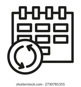 Símbolo de icono de calendario. Programar flechas del Actualizar. Actualización del Vector de tiempo. Sincronización de eventos de fecha. EPS 10.