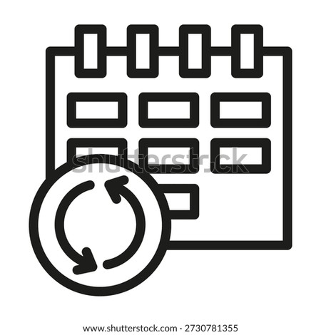 Calendar icon symbol. Schedule update arrows. Time vector refresh. Date event synchronization. EPS 10.