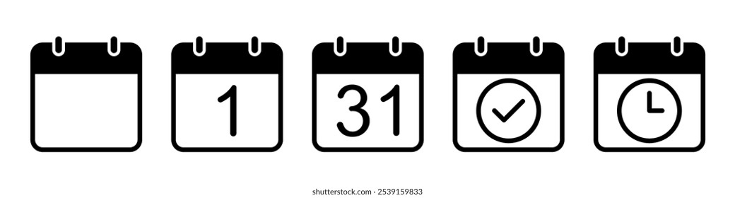 Calendar icon symbol set simple design