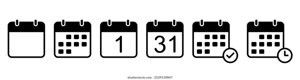 Calendar icon symbol set simple design