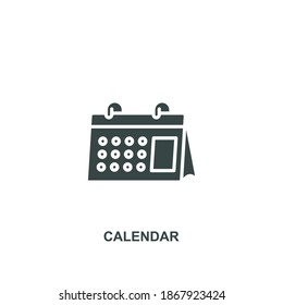 Símbolo de icono de calendario o vector de signo en fondo blanco. Estilo de glifo de iconos.