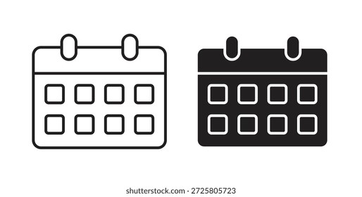 Símbolo do ícone de calendário. Vetor EPS 10. ícone de linha e glifo