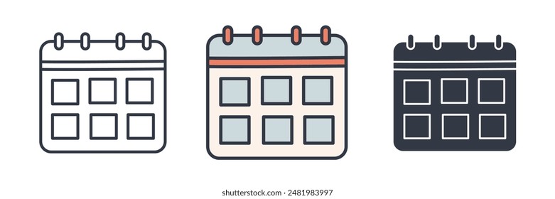 Calendar Icon symbol vector illustration isolated on white background