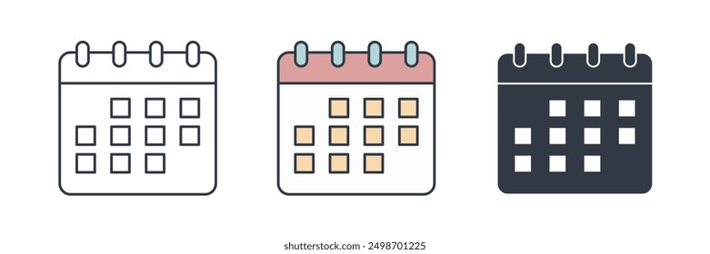 Calendar icon symbol vector illustration isolated on white background