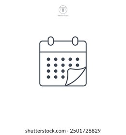 Ilustración vectorial del símbolo del icono del calendario aislada en el fondo blanco