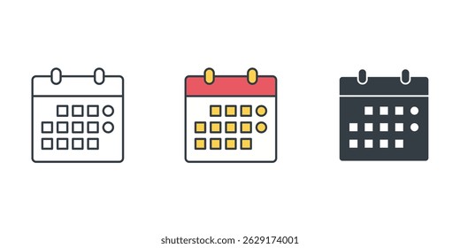 Calendar icon symbol vector illustration isolated on white background