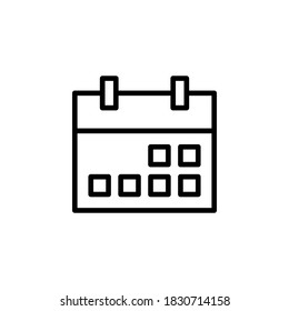Símbolo de icono de calendario vector sobre fondo blanco.