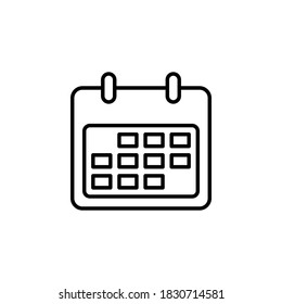 Símbolo de icono de calendario vector sobre fondo blanco.