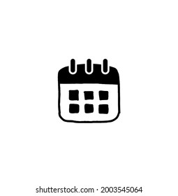 Calendar icon symbol vector, sketch style, hand drawn style.