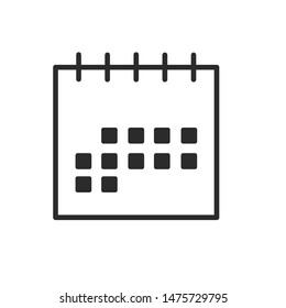 Calendar icon template color editable. Calendar symbol vector sign isolated on white background.