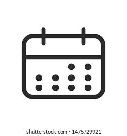 Calendar icon template color editable. Calendar symbol vector sign isolated on white background.