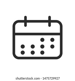 Calendar icon template color editable. Calendar symbol vector sign isolated on white background.