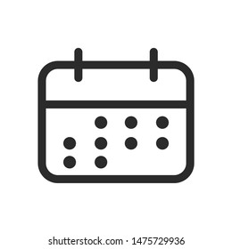Calendar icon template color editable. Calendar symbol vector sign isolated on white background.