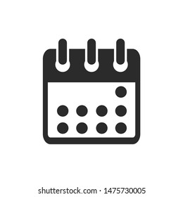 Calendar icon template color editable. Calendar symbol vector sign isolated on white background.