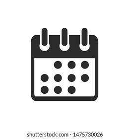 Calendar icon template color editable. Calendar symbol vector sign isolated on white background.