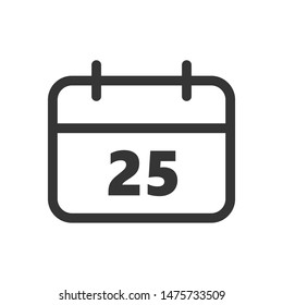 Calendar icon template color editable. Calendar symbol vector sign isolated on white background.