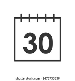 Calendar icon template color editable. Calendar symbol vector sign isolated on white background.