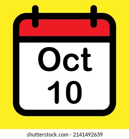 Icono de calendario décimo octubre, ilustración vectorial