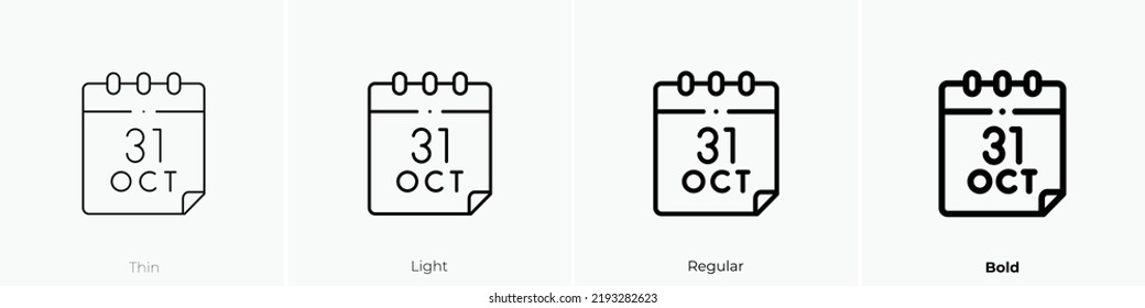 calendar icon. Thin, Light Regular And Bold style design isolated on white background