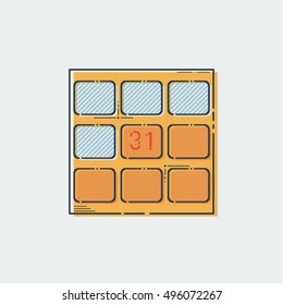 The Calendar Icon, Thin Line Flat Style. Vector, Illustration
